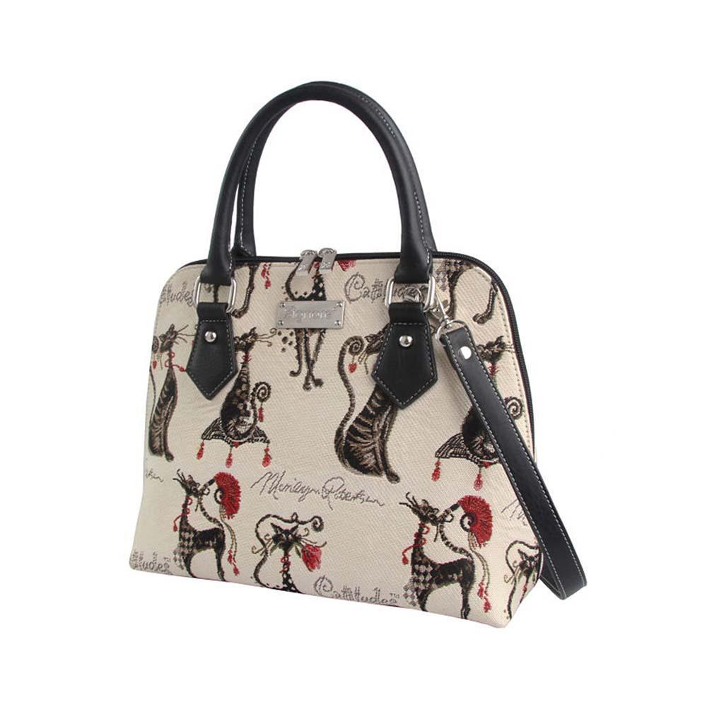 CONV-CUDE | Marilyn Robertson Catitudes Convertible Top Handle Purse Handbag - www.signareusa.com