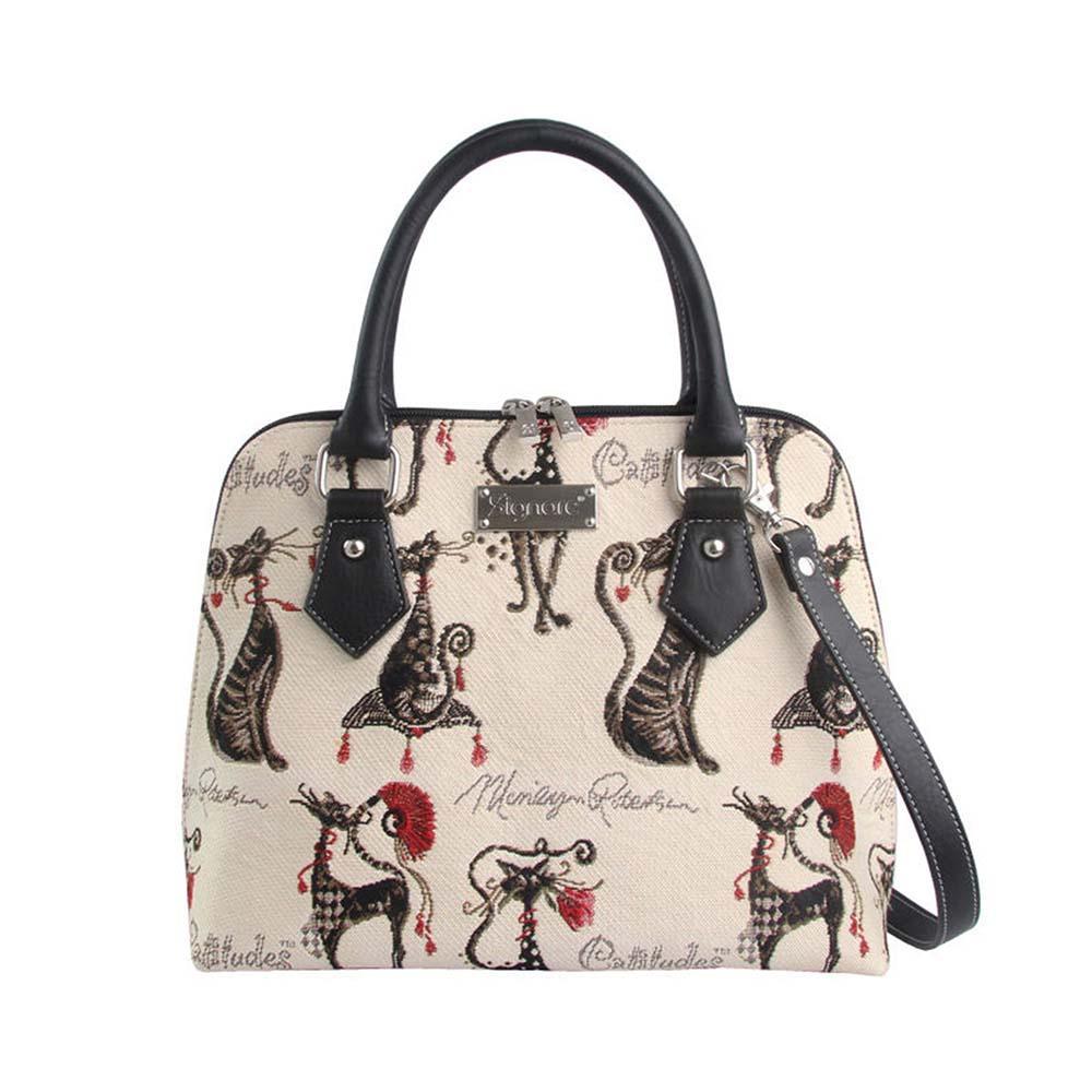 CONV-CUDE | Marilyn Robertson Catitudes Convertible Top Handle Purse Handbag - www.signareusa.com