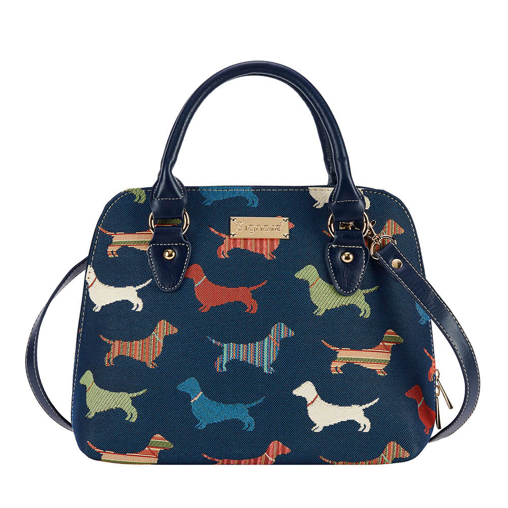 Dachshund Blue Convertible Top Handle Purse Handbag