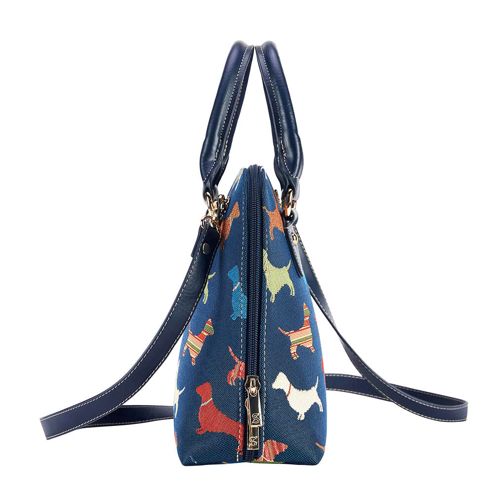 Dachshund Blue Convertible Top Handle Purse Handbag