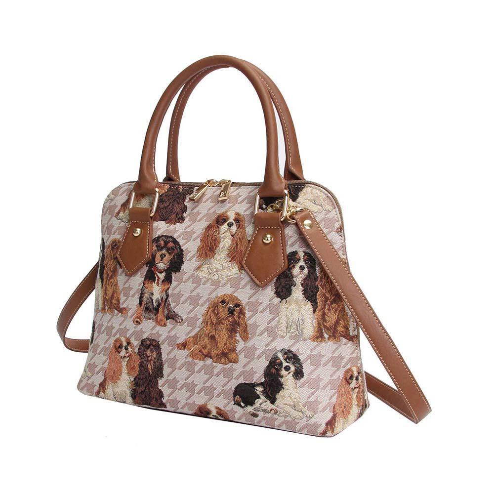 CONV-KGCS | King Charles Cavalier Spaniel Convertible Top Handle Purse Handbag - www.signareusa.com