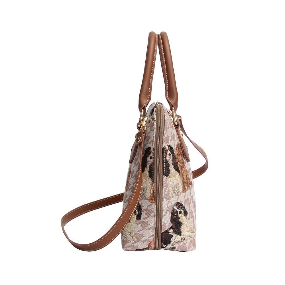 CONV-KGCS | King Charles Cavalier Spaniel Convertible Top Handle Purse Handbag - www.signareusa.com