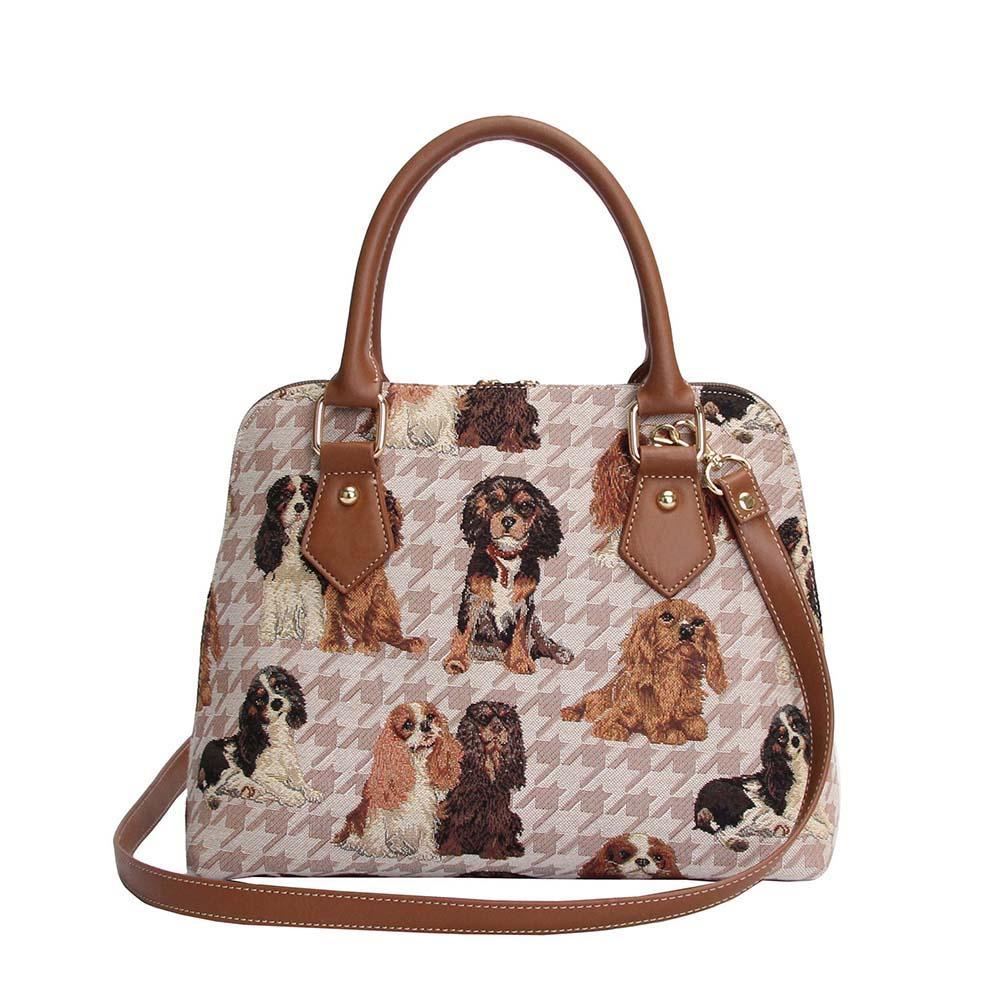 CONV-KGCS | King Charles Cavalier Spaniel Convertible Top Handle Purse Handbag - www.signareusa.com