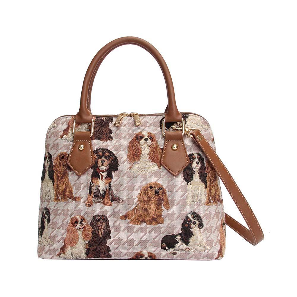 CONV-KGCS | King Charles Cavalier Spaniel Convertible Top Handle Purse Handbag - www.signareusa.com