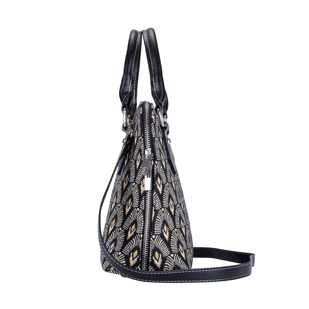 CONV-LUXOR | Black And White Luxor Convertible Top Handle Purse Handbag - www.signareusa.com