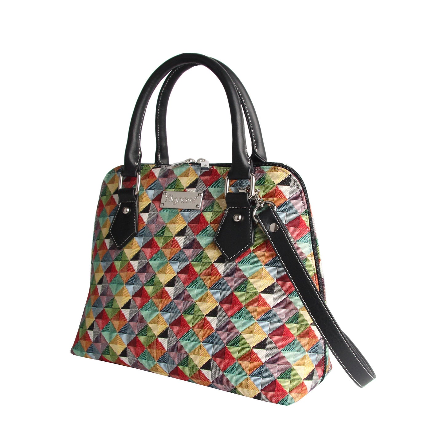 CONV-MTRI | Multicolor Triangle Convertible Top Handle Purse Handbag - www.signareusa.com