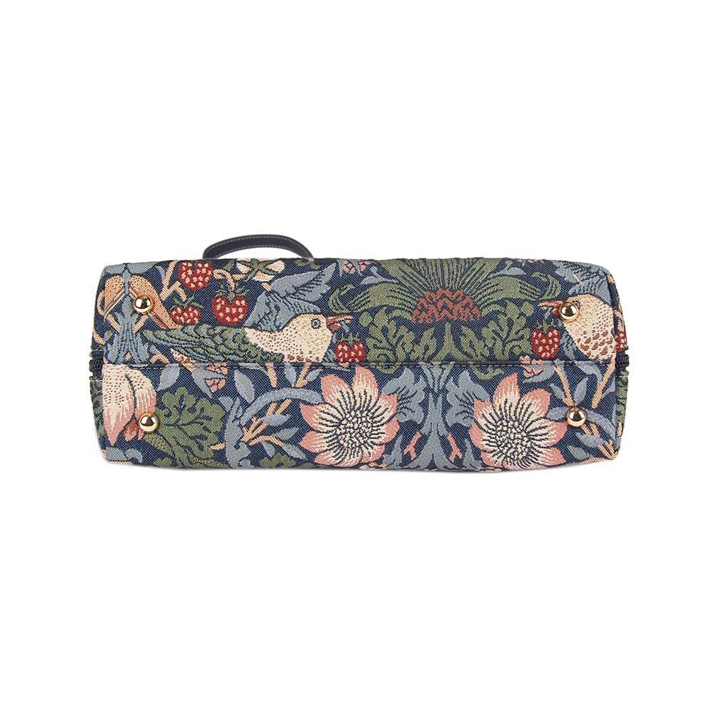 CONV-STBL | William Morris Strawberry Thief Blue Convertible Top Handle Purse Handbag - www.signareusa.com