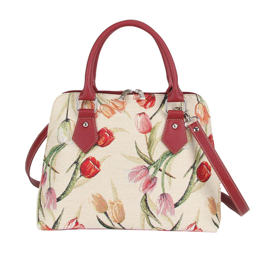 CONV-TULWT | Tulip White Convertible Top Handle Purse Handbag - www.signareusa.com