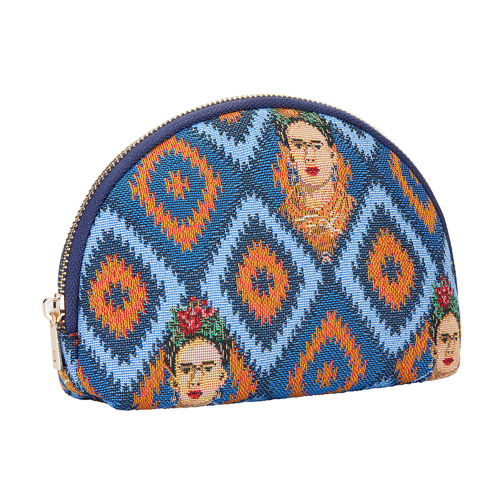 Frida Kahlo Icon Blue Cosmetic Make Up Bag