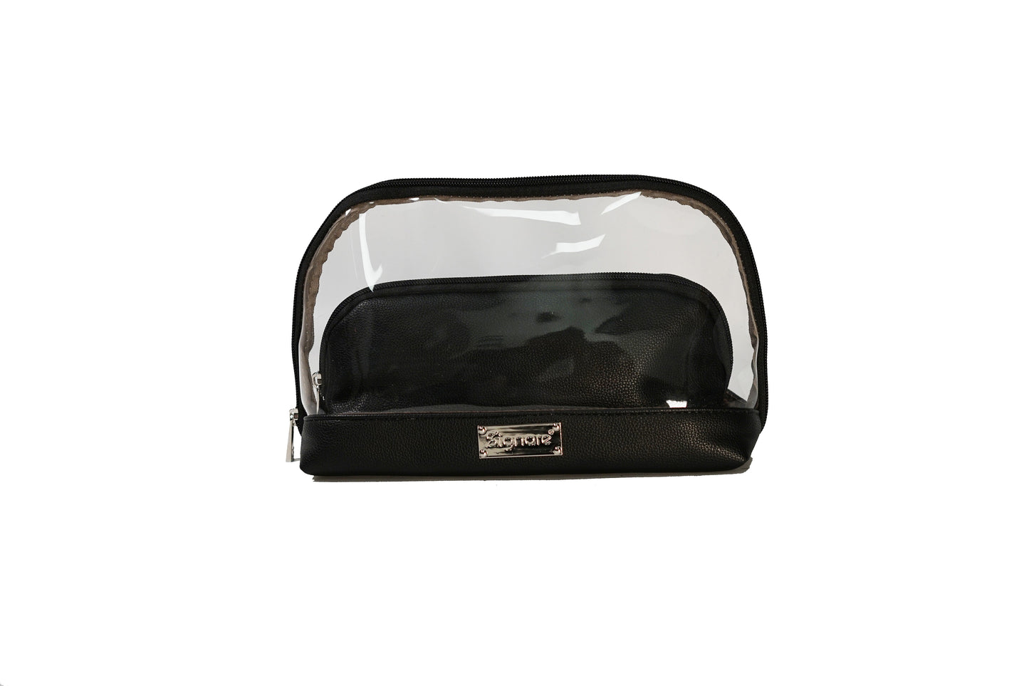Clear Toiletry Bag/ Cosmetic Bag Set of 2 - Black