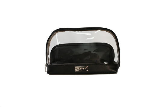 Clear Toiletry Bag/ Cosmetic Bag Set of 2 - Black