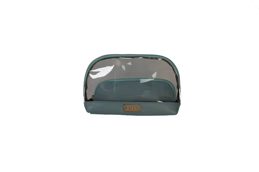 Clear Toiletry Bag/ Cosmetic Bag Set of 2 - Light Blue