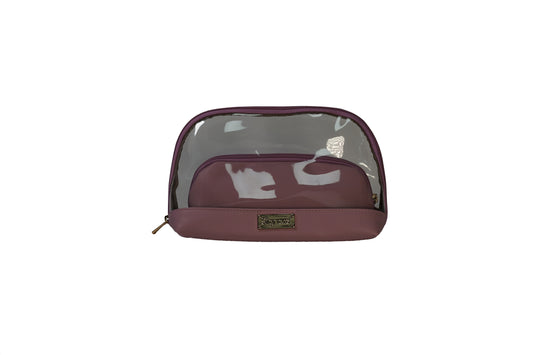 Clear Toiletry Bag/ Cosmetic Bag Set of 2 - Light Purple
