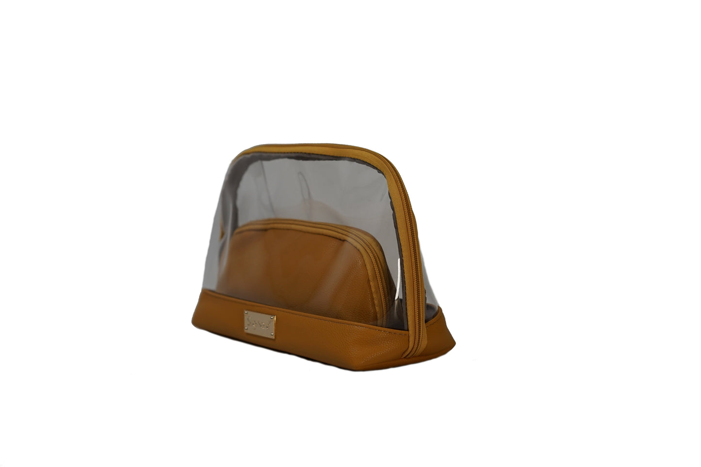 Clear Toiletry Bag/ Cosmetic Bag Set of 2 - Light Tan