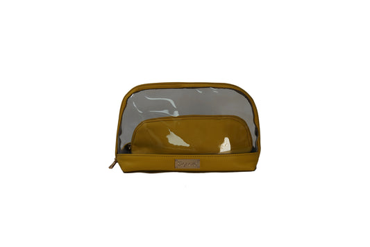 Clear Toiletry Bag/ Cosmetic Bag Set of 2 - Light Yellow