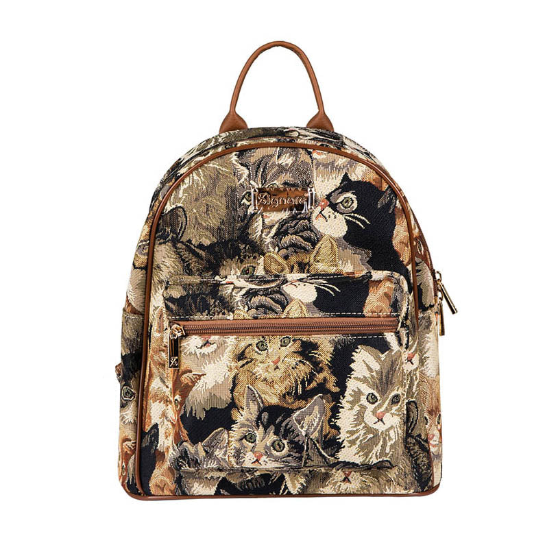 Cat Design Brown Daypack Backpack