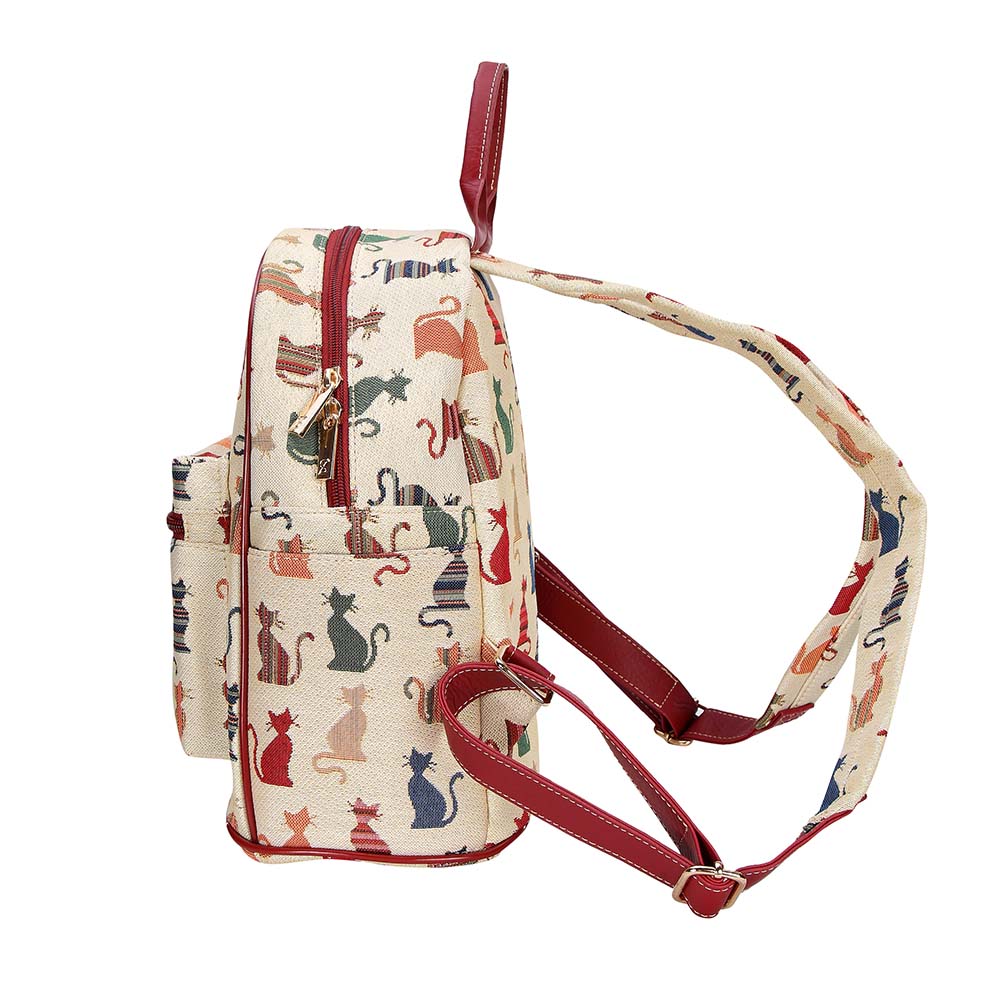 Cheeky Cat Red and Beige Daypack Backpack