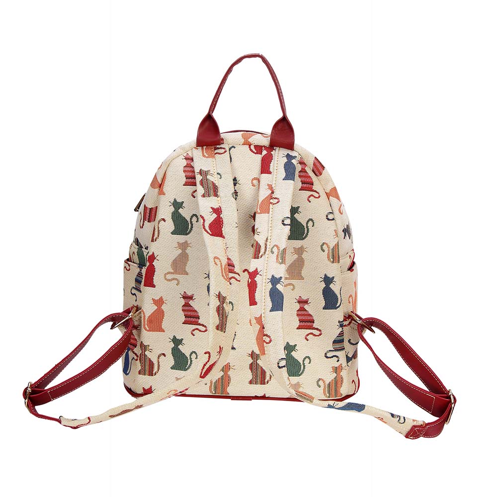 Cheeky Cat Red and Beige Daypack Backpack