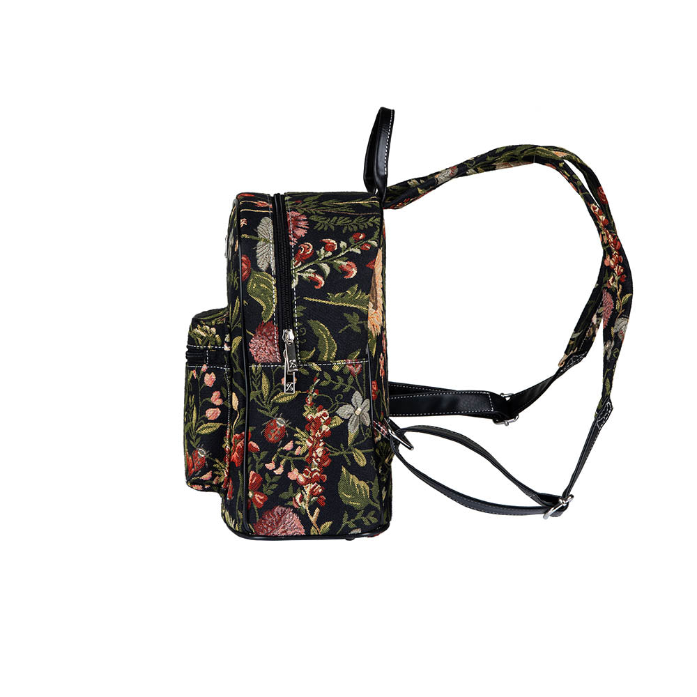 Morning Garden Black Floral Daypack Backpack