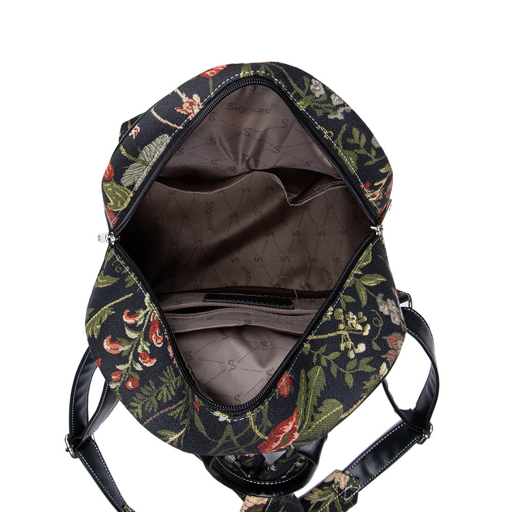 Morning Garden Black Floral Daypack Backpack