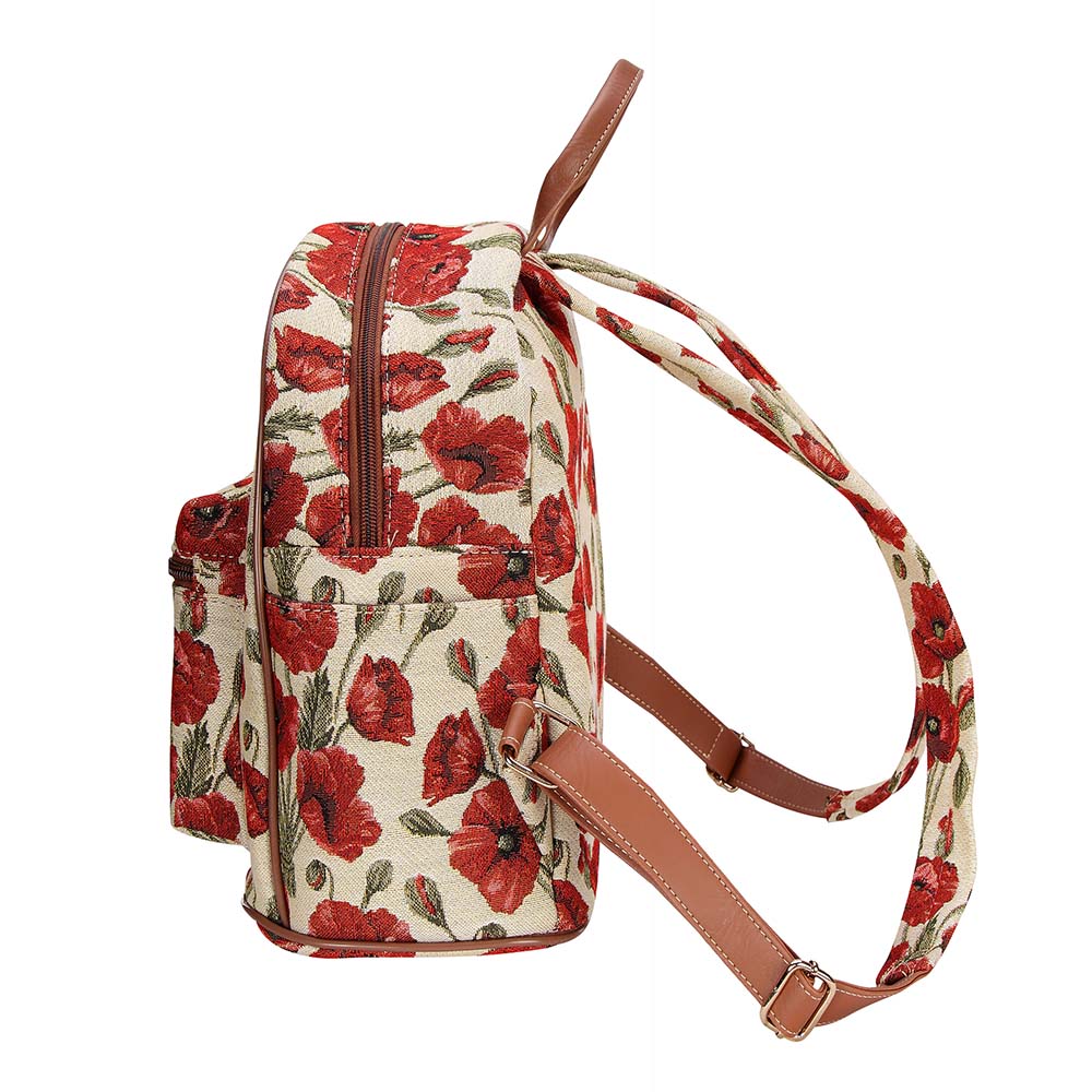 Red Poppy Floral Daypack Backpack