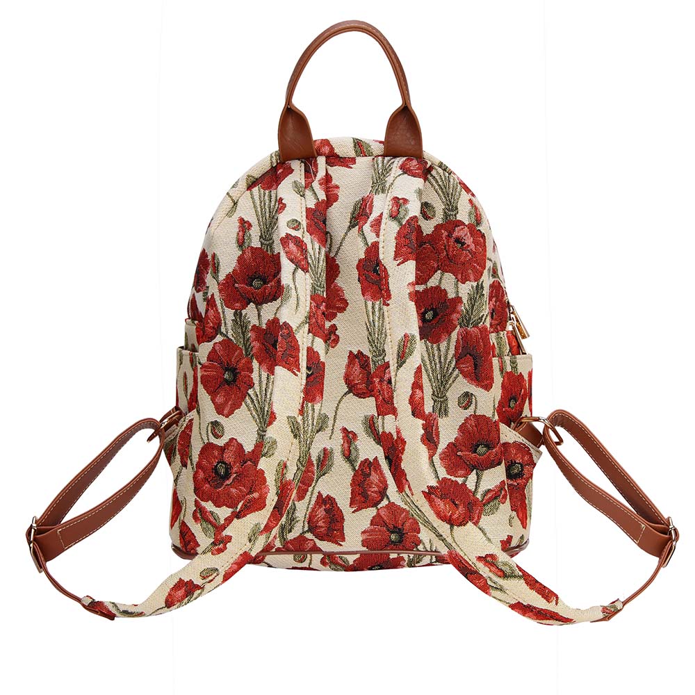 Red Poppy Floral Daypack Backpack