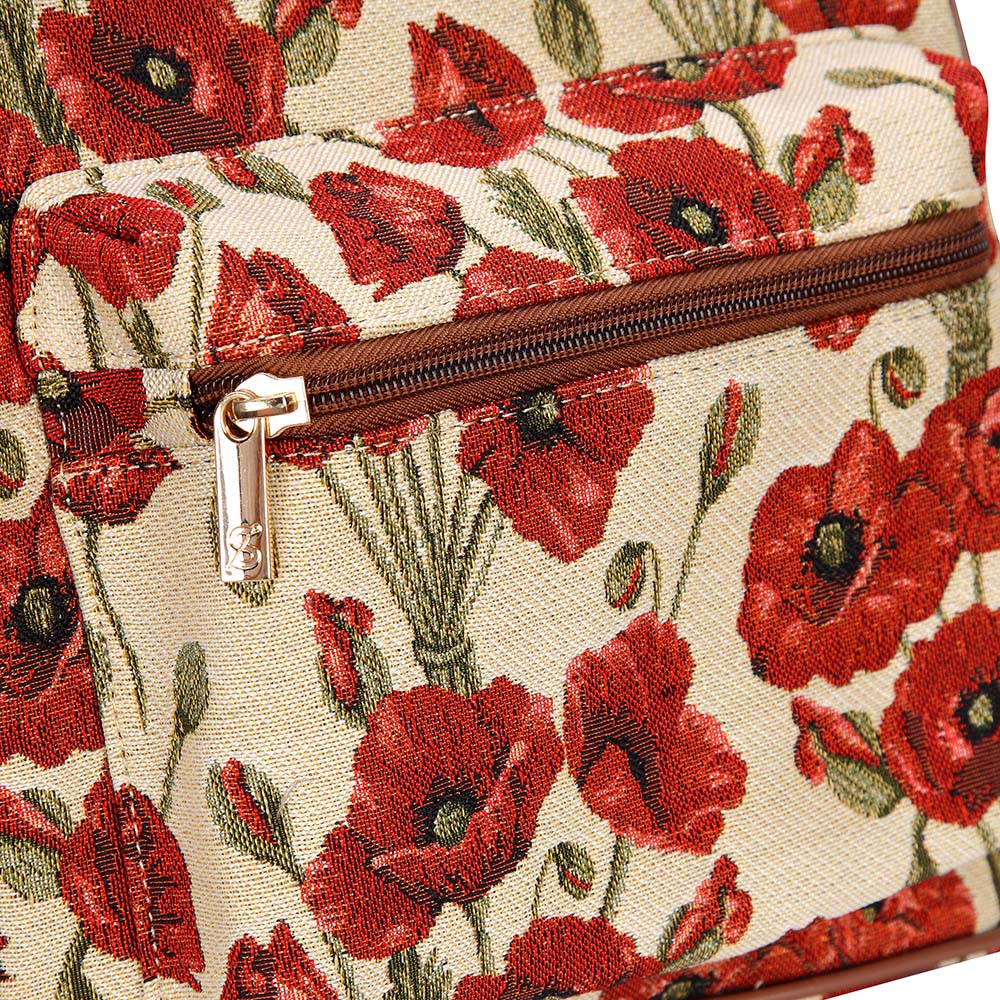 Red Poppy Floral Daypack Backpack