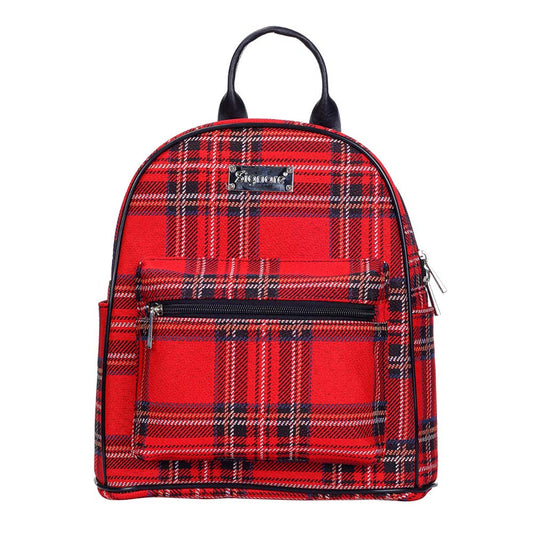 Red Royal Stewart Tartan Daypack Backpack