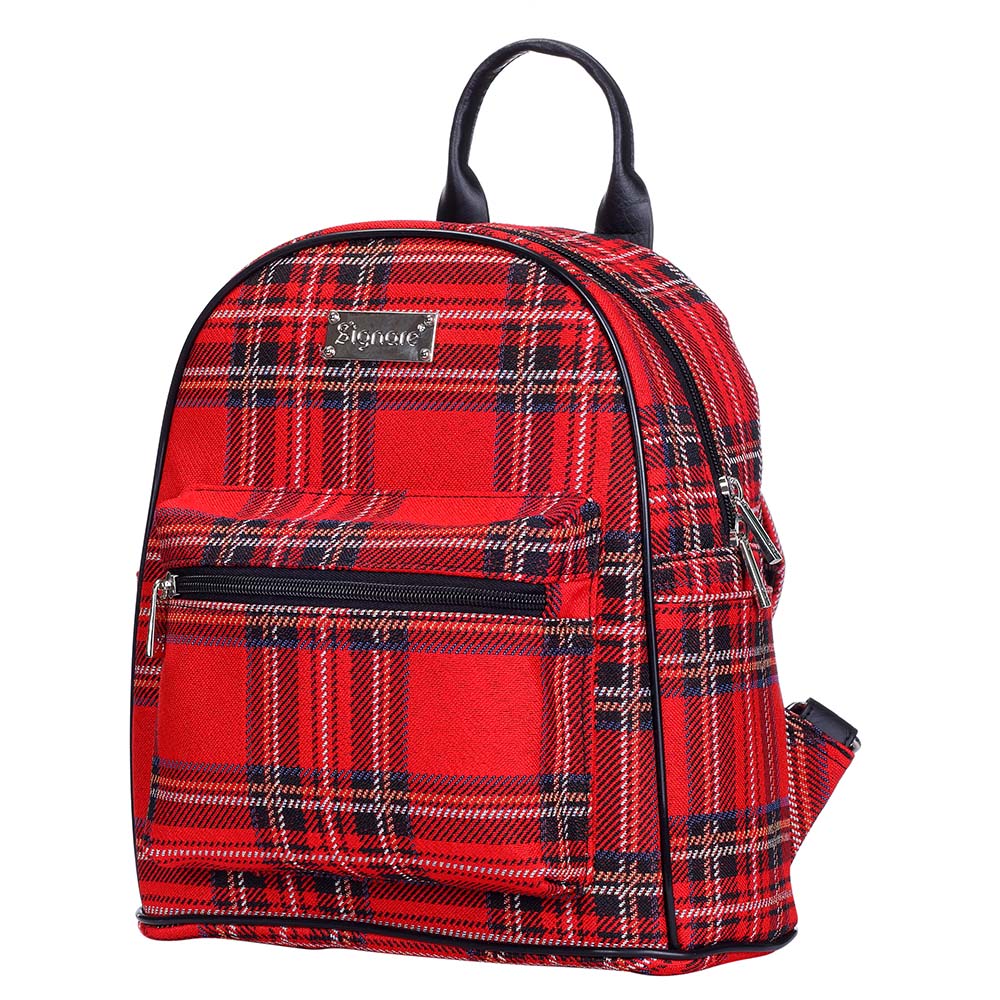 Red Royal Stewart Tartan Daypack Backpack