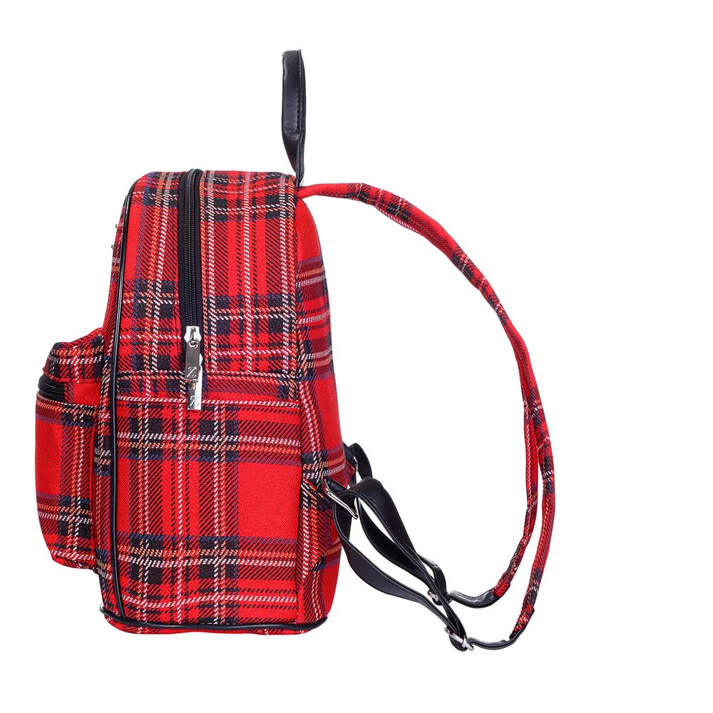 Red Royal Stewart Tartan Daypack Backpack