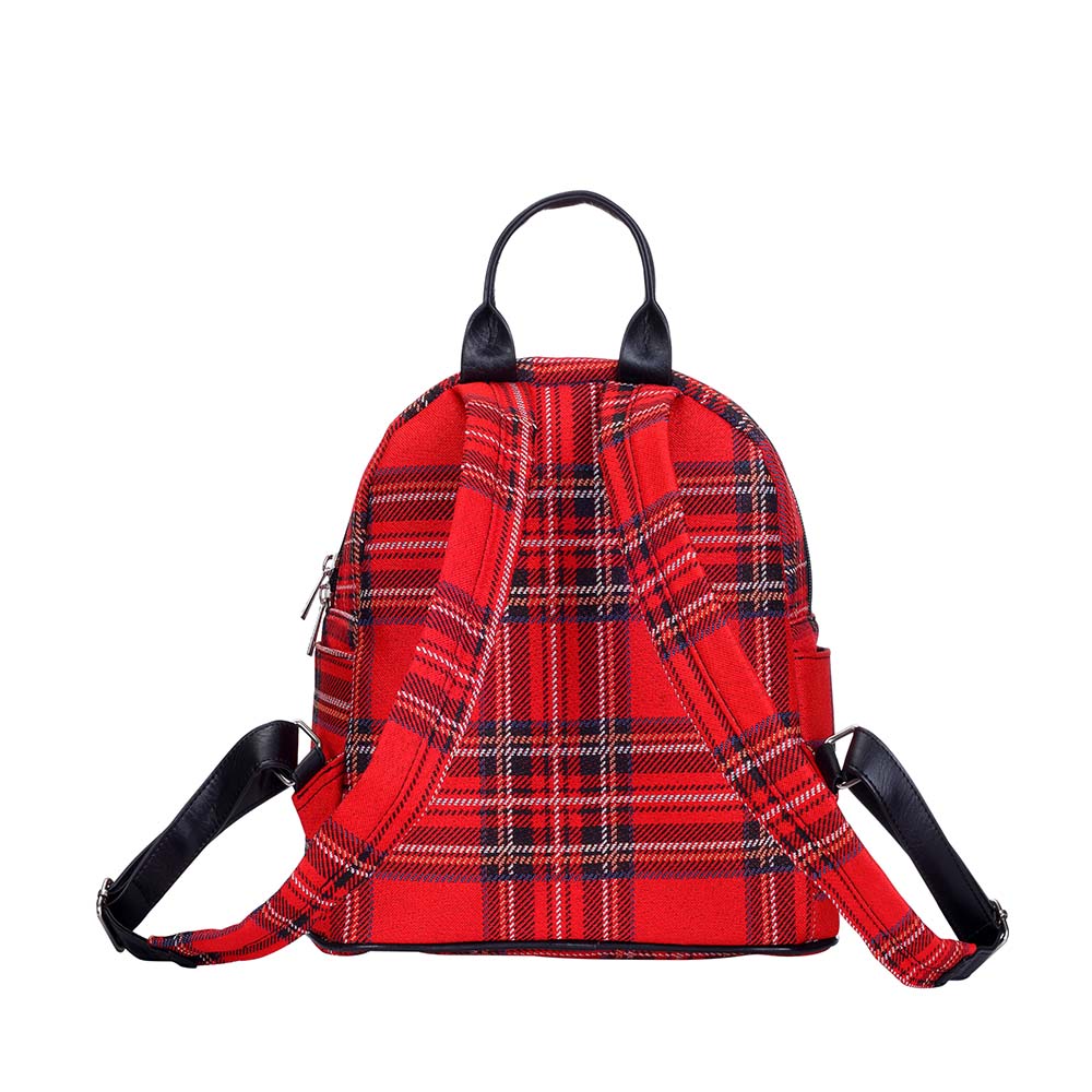 Red Royal Stewart Tartan Daypack Backpack