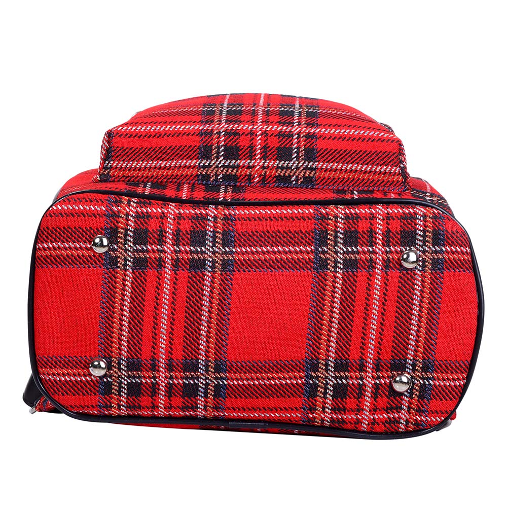 Red Royal Stewart Tartan Daypack Backpack