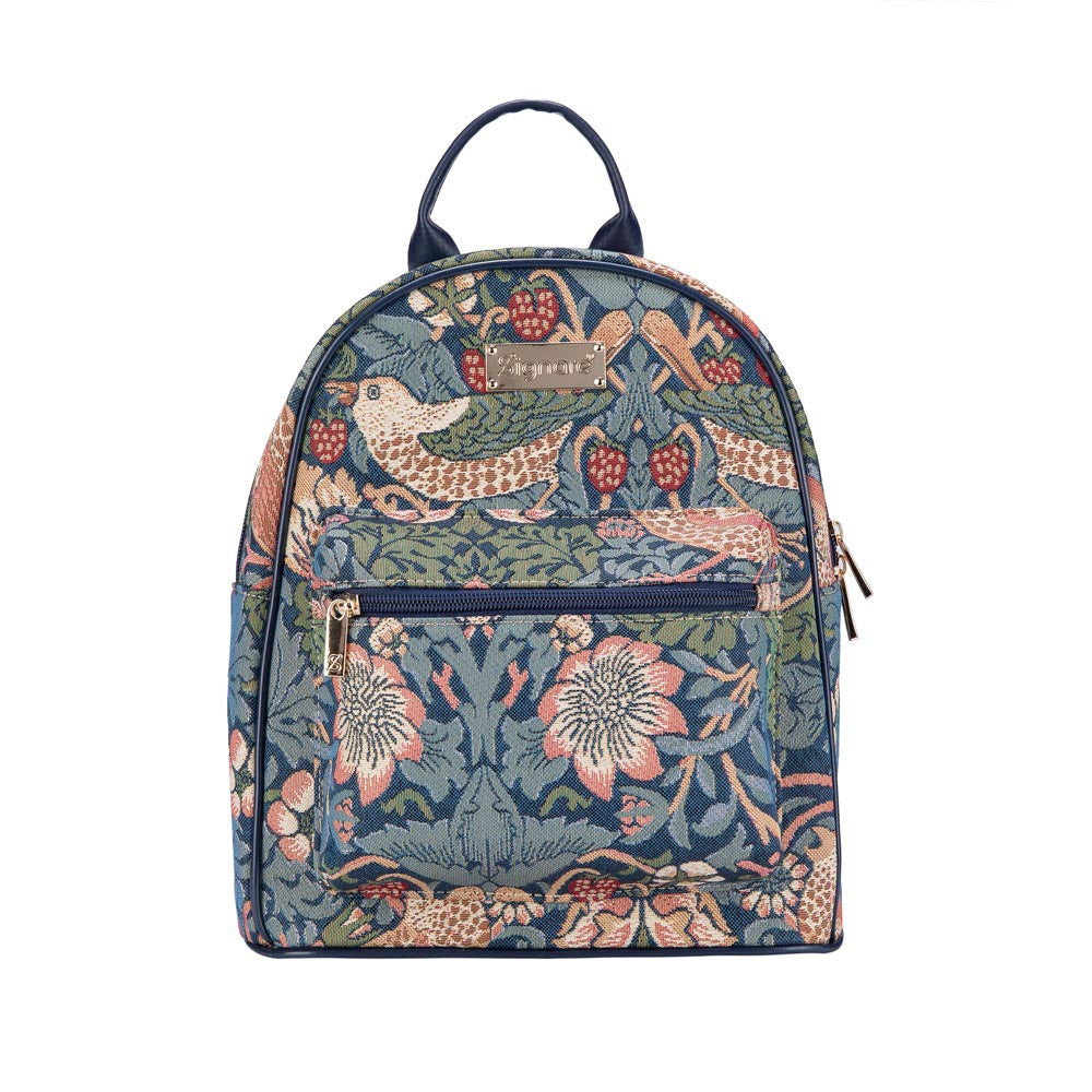 William Morris Strawberry Thief Blue Daypack Backpack