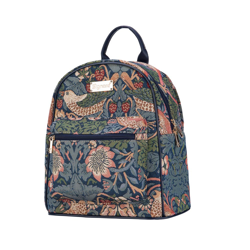 William Morris Strawberry Thief Blue Daypack Backpack