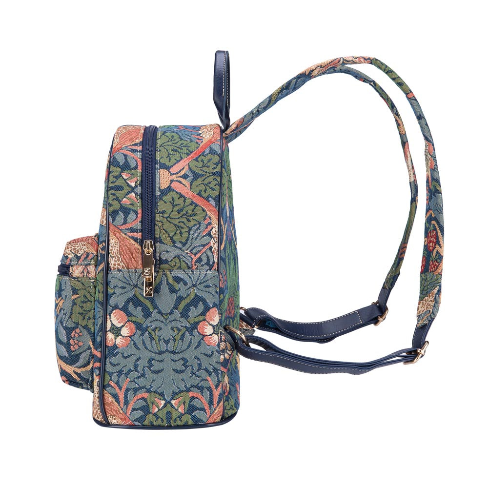 William Morris Strawberry Thief Blue Daypack Backpack