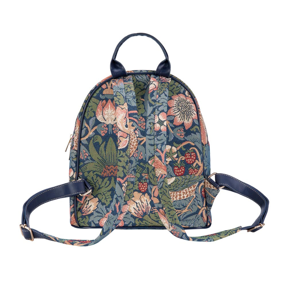 William Morris Strawberry Thief Blue Daypack Backpack