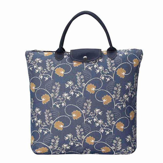 FDAW-AUST | JANE AUSTEN BLUE FOLDAWAY GROCERY BAG - www.signareusa.com