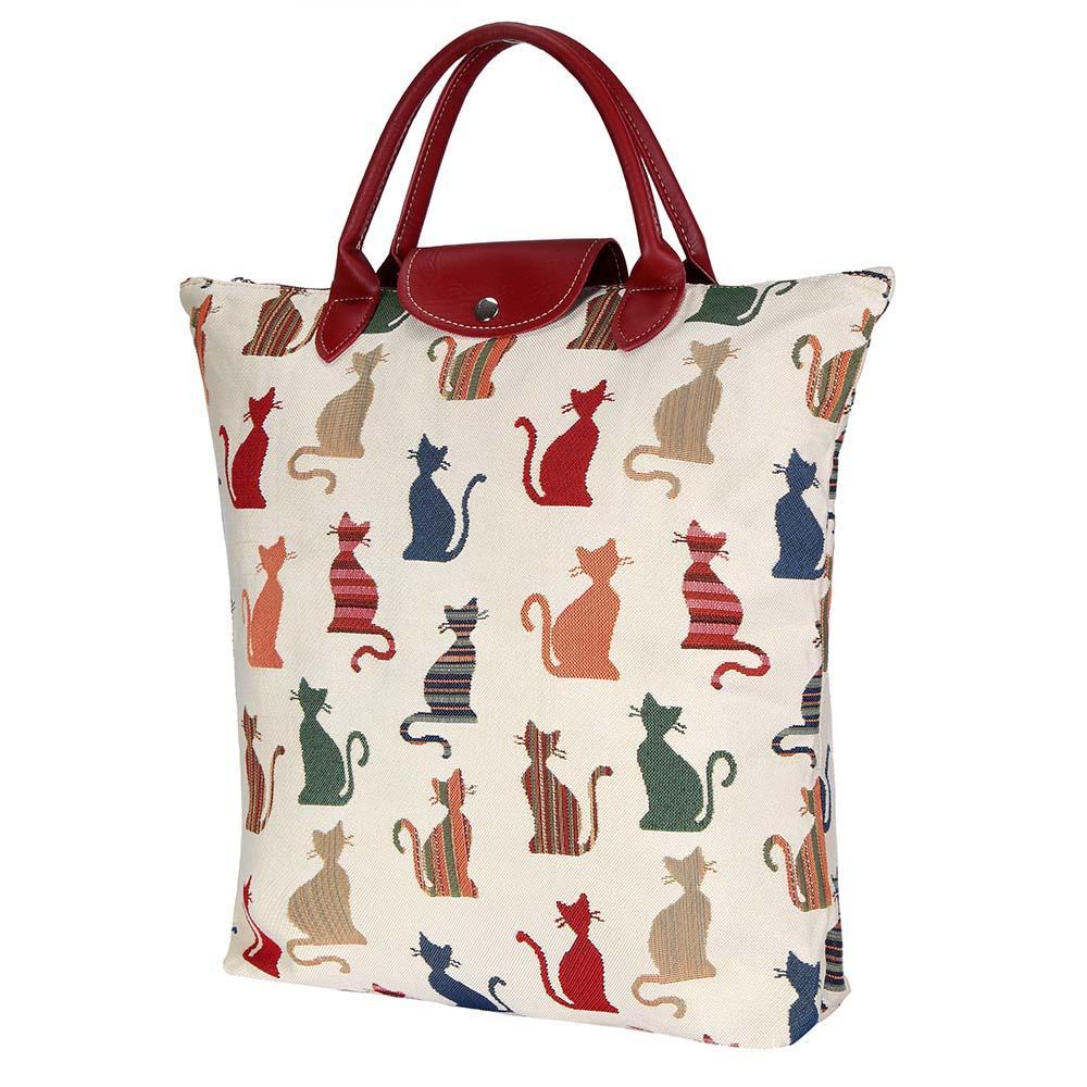 FDAW-CHEKY | CHEEKY CAT FOLDAWAY GROCERY BAG - www.signareusa.com