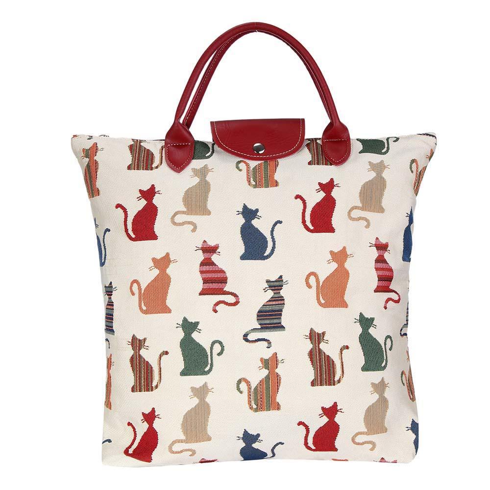 FDAW-CHEKY | CHEEKY CAT FOLDAWAY GROCERY BAG - www.signareusa.com