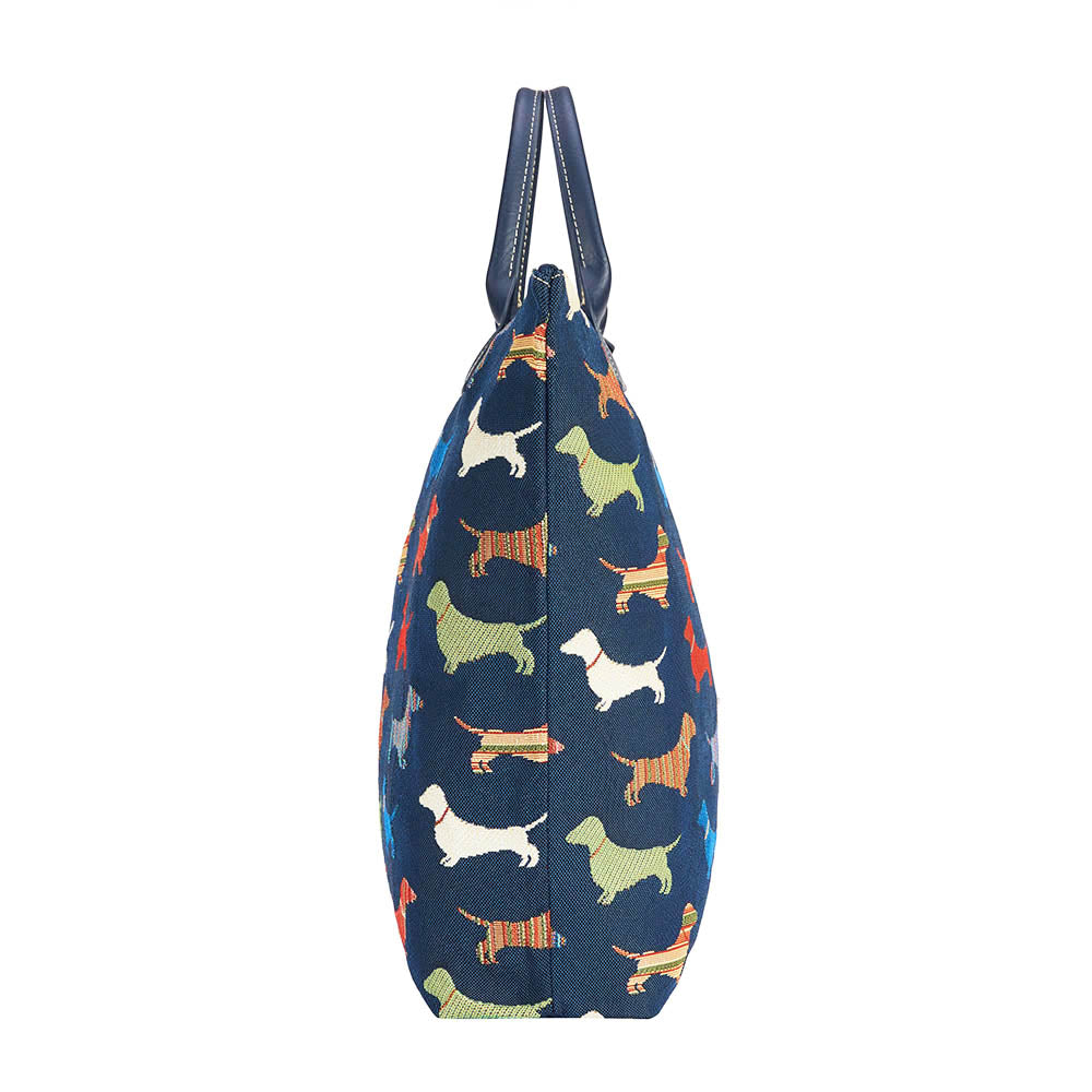 Dachshund Blue Foldaway Grocery Bag