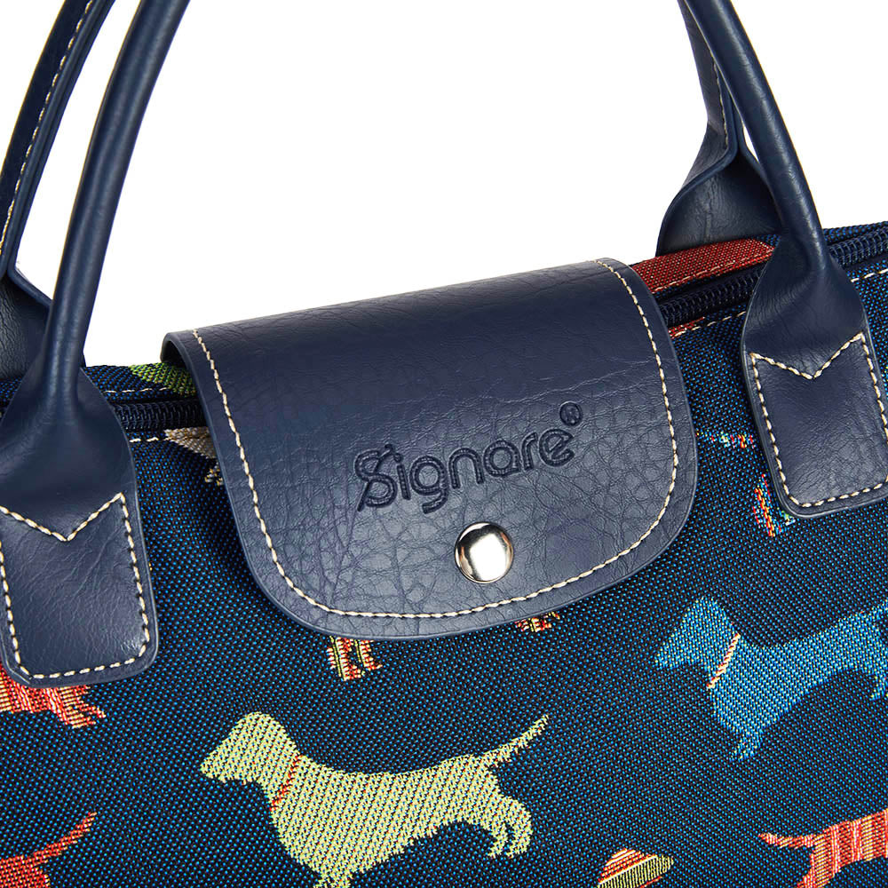 Dachshund Blue Foldaway Grocery Bag