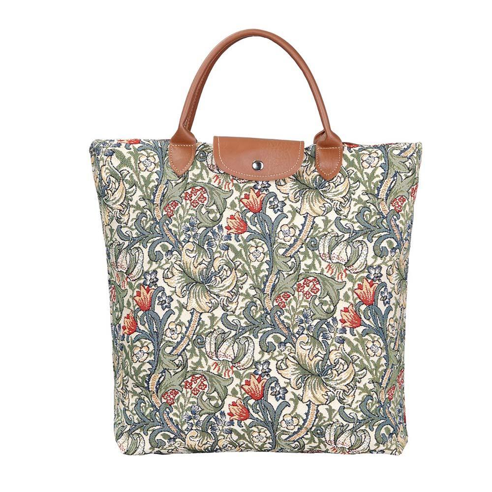 FDAW-GLILY | WILLIAM MORRIS GOLDEN LILY FOLDAWAY GROCERY BAG - www.signareusa.com