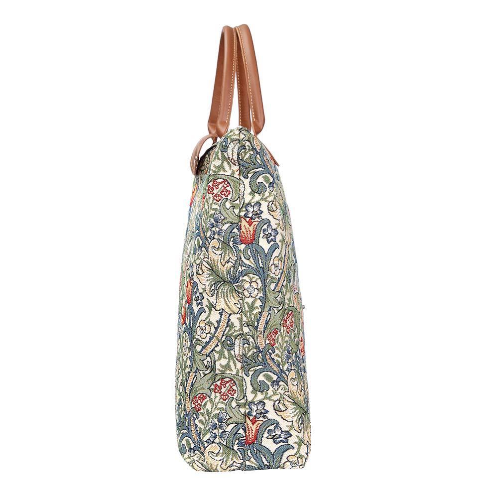 FDAW-GLILY | WILLIAM MORRIS GOLDEN LILY FOLDAWAY GROCERY BAG - www.signareusa.com