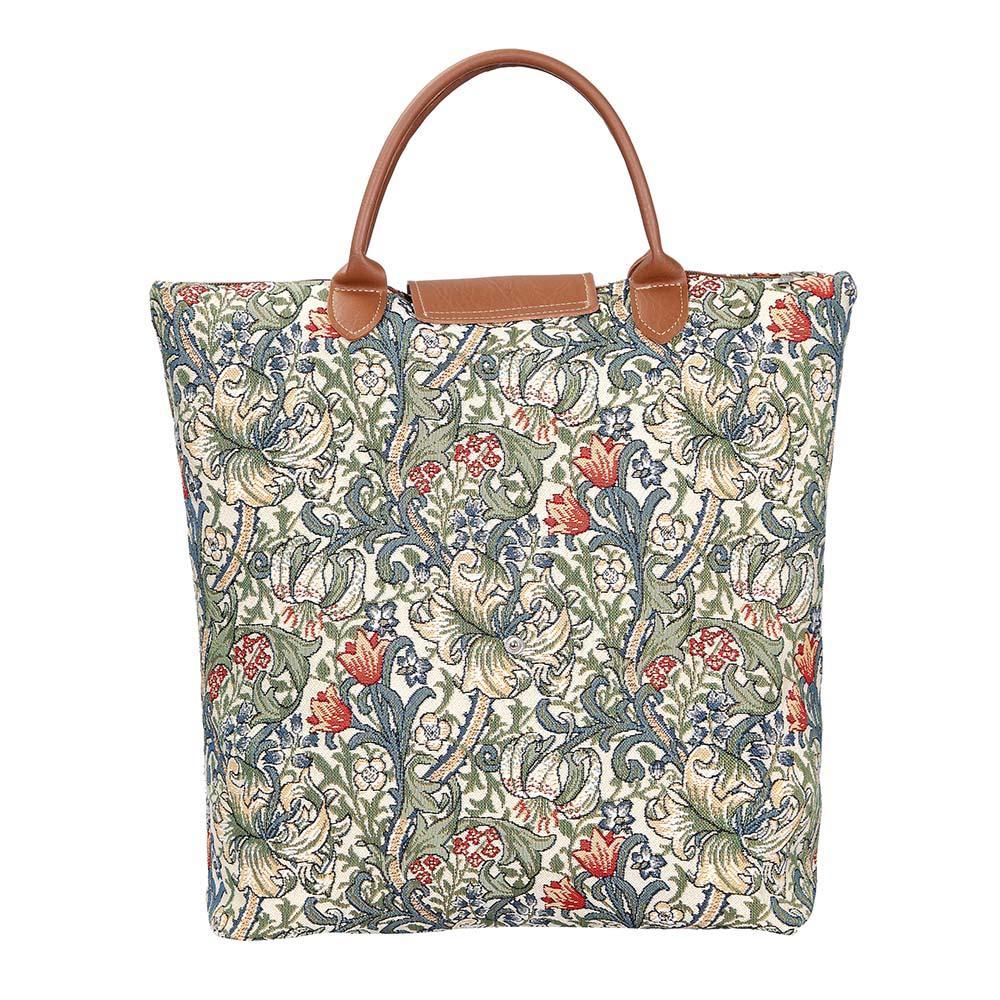 FDAW-GLILY | WILLIAM MORRIS GOLDEN LILY FOLDAWAY GROCERY BAG - www.signareusa.com