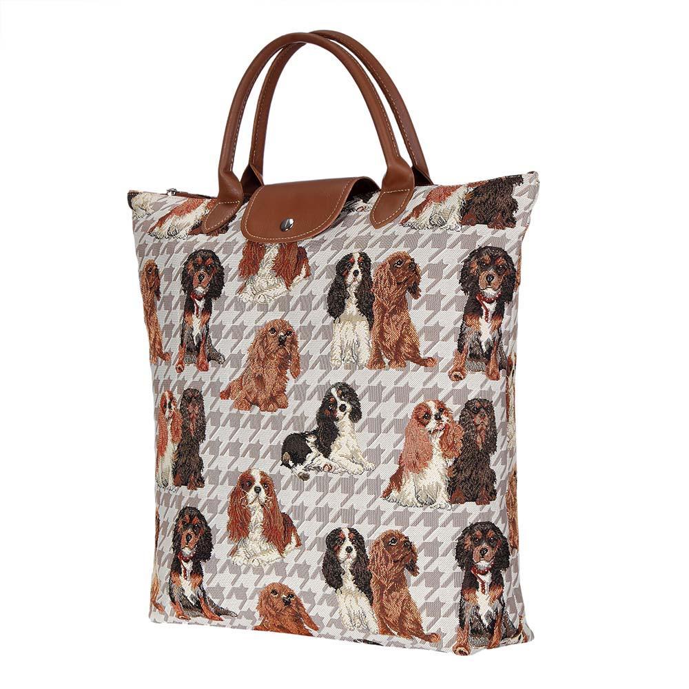 FDAW-KGCS | KING CHARLES CAVALIER SPANIEL FOLDAWAY GROCERY BAG - www.signareusa.com