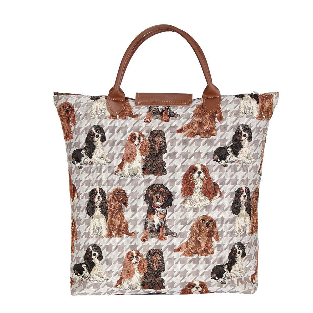 FDAW-KGCS | KING CHARLES CAVALIER SPANIEL FOLDAWAY GROCERY BAG - www.signareusa.com