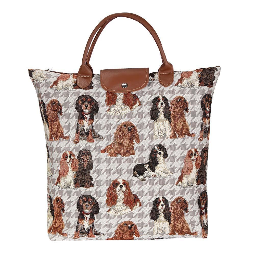 FDAW-KGCS | KING CHARLES CAVALIER SPANIEL FOLDAWAY GROCERY BAG - www.signareusa.com