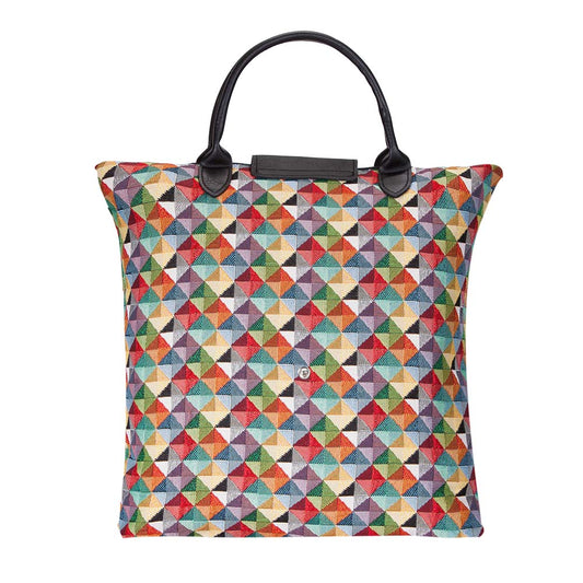 FDAW-MTRI | MULTICOLOR TRIANGLE FOLDAWAY GROCERY BAG - www.signareusa.com