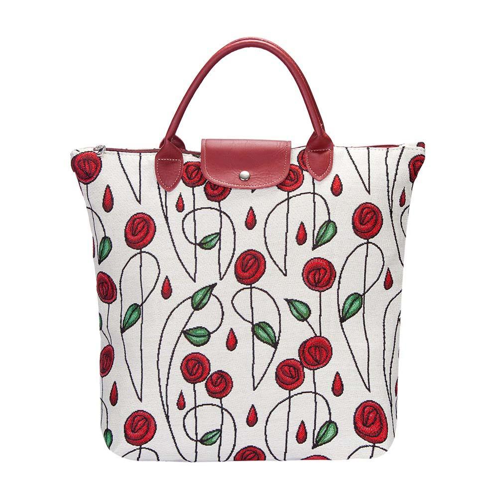 FDAW-RMSP | RENNIE MACKINTOSH SIMPLE ROSE FOLDAWAY GROCERY BAG - www.signareusa.com