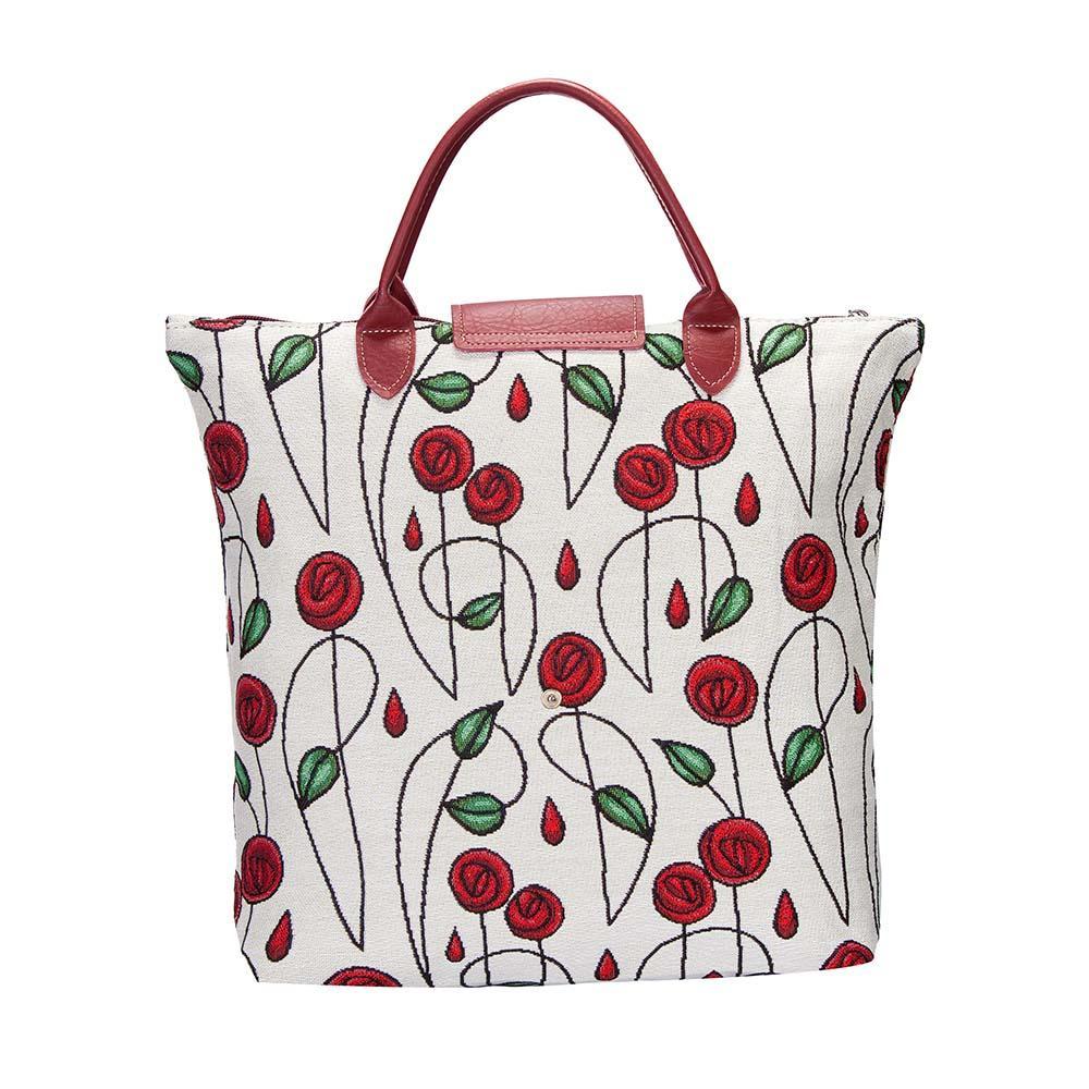 FDAW-RMSP | RENNIE MACKINTOSH SIMPLE ROSE FOLDAWAY GROCERY BAG - www.signareusa.com